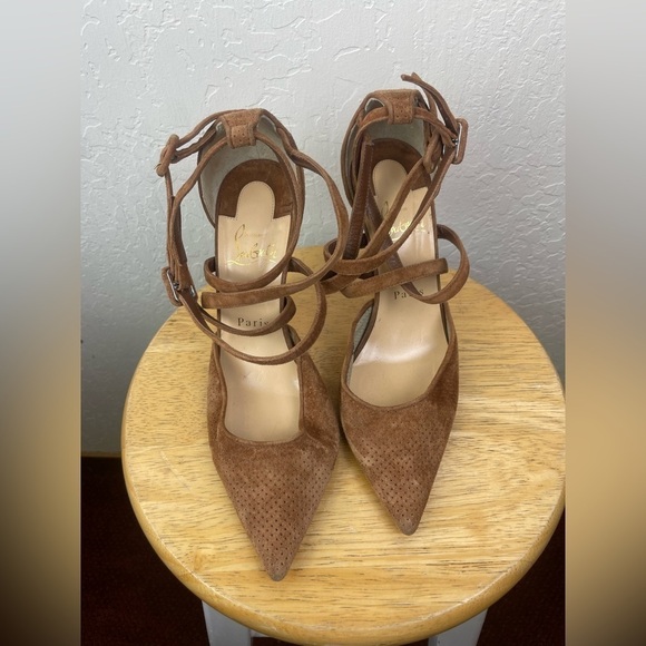 Christian Louboutin Victorilla Biscotto Brown Pump Sandal EU 37.5 US 7.5 - Picture 10 of 12